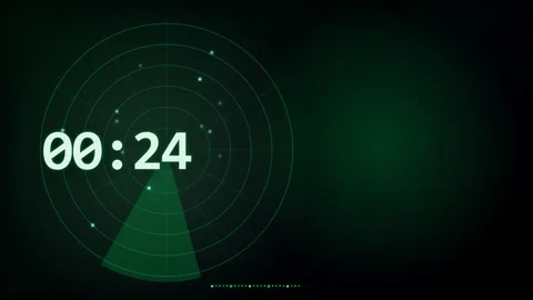 30 Second Countdown Timer - Green Sonar Radar Sweep 4K Animation Stock Footage 340337373