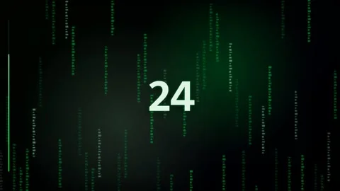 30 Second Countdown Timer - Green Digital Matrix 4K Animation Stock Footage 340337406