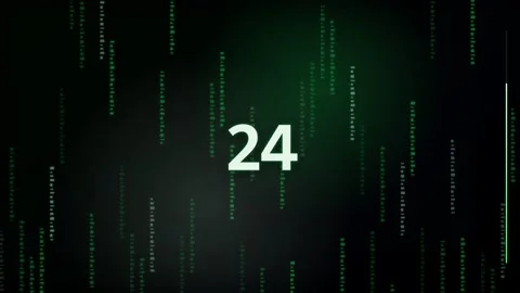 30 Second Countdown Timer - Green Matrix Code Rain 4K Animation Stock Footage 340337711