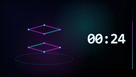 30 Second Countdown Timer - Holographic Cube HUD 4K Animation Stock Footage 340337424