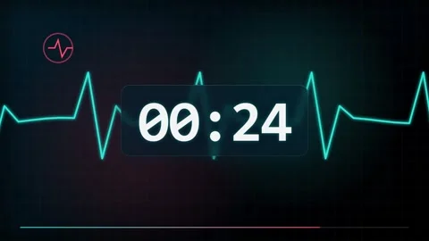 30 Second Countdown Timer - Medical ECG Heartbeat 4K Animation Stock Footage 340337388