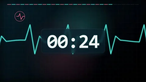 30 Second Countdown Timer - Medical ECG Monitor 4K Animation Stock Footage 340337702