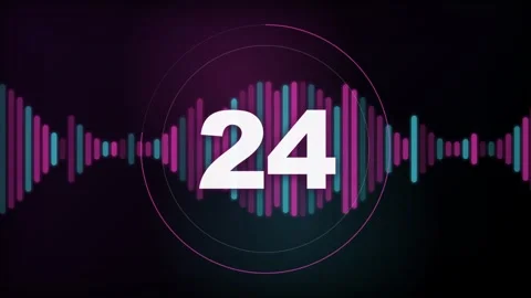30 Second Countdown Timer - Music Equalizer Neon Wave 4K Animation Stock Footage 340337486
