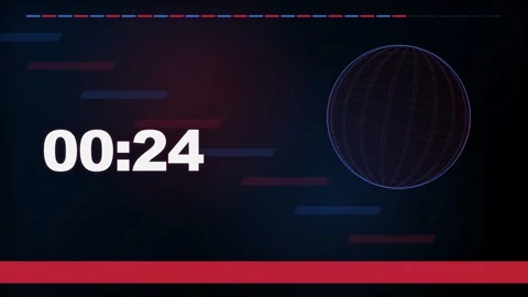 30 Second Countdown Timer - News Broadcast 4K Animation Stock Footage 340337508