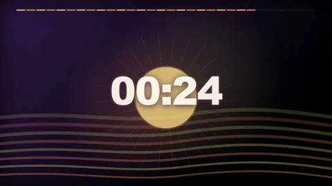 30 Second Countdown Timer - Retro Synthwave Sunburst 4K Animation Stock Footage 340337665