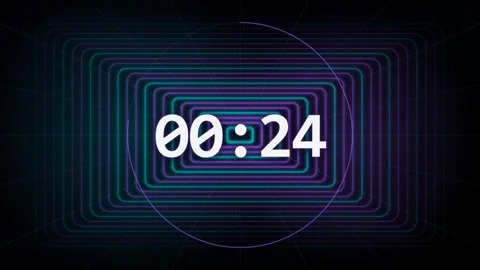 30 Second Countdown Timer - Synthwave Neon Grid Tunnel 4K Animation Видео 340337395