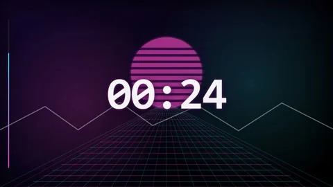 30 Second Countdown Timer - Vaporwave Synthwave 4K Animation Stock Footage 340337545