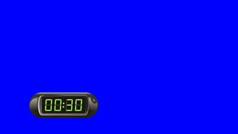 30 second Digital Countdown Timer, Counter. Left, black, isolated Stock Footage 86149605