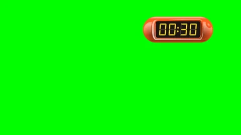 30 second Digital Countdown Timer, Counter. Right, red, isolated Stock Footage 86149788