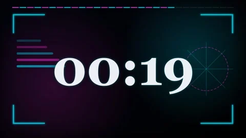 30-Second Futuristic Countdown Timer with Neon Blue and Purple Graphics Stock Footage 340465448