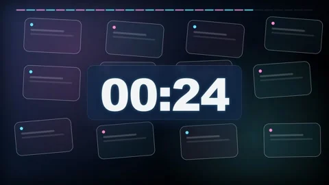 30 Second Futuristic Tech Dashboard Countdown Timer in 4K Stock Footage 340045335