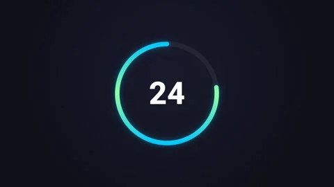 30 Second Neon Countdown Timer, Glowing Circular Progress Bar Stock Footage 341251274