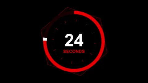 30 Second Neon Light Digital Countdown Timer on Black Stock Footage 345206132