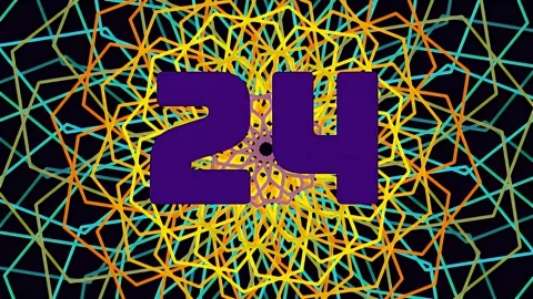 30 Second Purple Countdown Over Colorful Geometric Wireframe Pattern 스톡 동영상 343077040