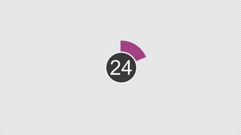 30-second purple vibrant Countdown: Stylish Animation with beep Finish Stock Footage 253462159