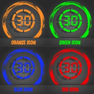 30 second stopwatch icon sign. Fashionable modern style. In the orange, green Stock Illustration