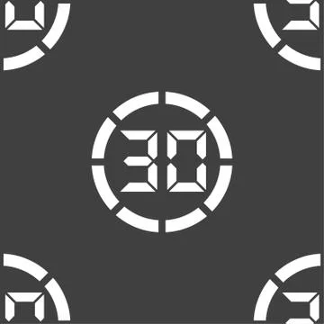 30 second stopwatch icon sign. Seamless pattern on a gray background. Vector 스톡 일러스트