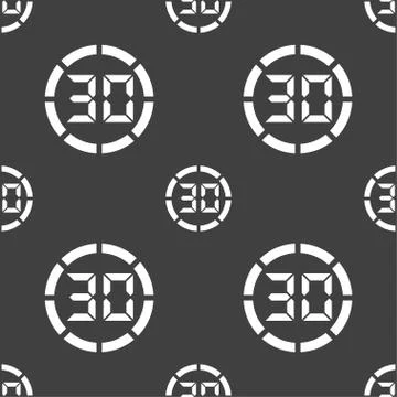 30 second stopwatch icon sign. Seamless pattern on a gray background. Vector 스톡 일러스트