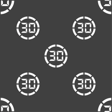 30 second stopwatch icon sign. Seamless pattern on a gray background. イラスト素材