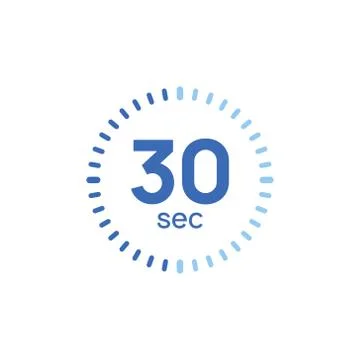 30 second timer clock. 30 sec stopwatch icon countdown time digital stop Stock Illustration
