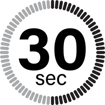 30 second timer clock icon on white background. 30 sec stopwatch icon countdo Stock Illustration