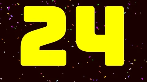 30 Second Yellow Countdown With Colorful Confetti on Black Background Vídeos de archivo 343077041