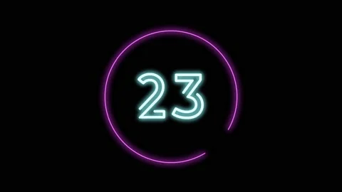 30 seconds blue turquoise and purple color neon countdown timer on black bg Video stock 232335477