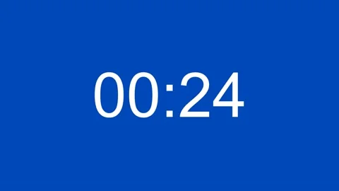 30 Seconds Clock Timer Countdown Landscape Blue White Screen Stock Footage 281790940