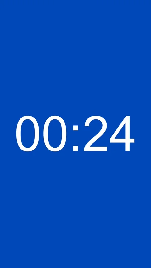 30 Seconds Clock Timer Countdown Vertical Blue White Screen Stock Footage 281790950
