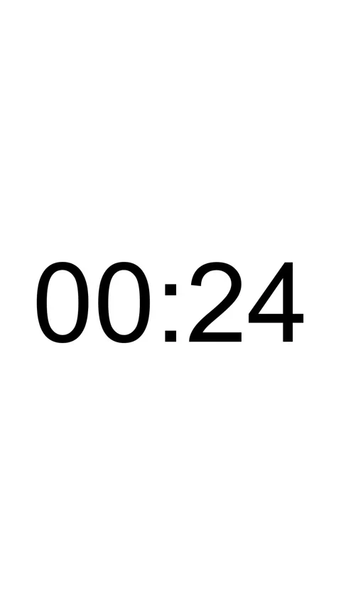 30 Seconds Clock Timer Countdown Vertical White Black Screen Stock Footage 281790951