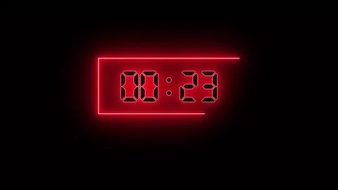 30 seconds countdown stopwatch neon animation isolated on black background Stock Footage 321481294