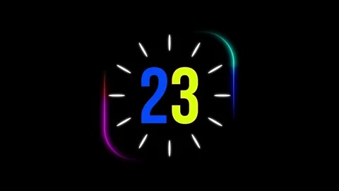 30 Seconds Countdown Timer with Dynamic Color Vibrant Border edges Stock Footage 311715917