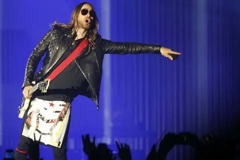  30 Seconds to Mars, Saenger Jared Leto, im Konzert in der O2-World in Ber... Stock Photos