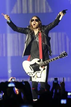  30 Seconds to Mars, Saenger Jared Leto, im Konzert in der O2-World in Ber... Stock Photos