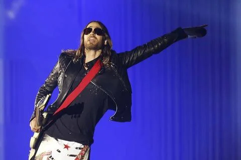  30 Seconds to Mars, Saenger Jared Leto, im Konzert in der O2-World in Ber... Stock Photos