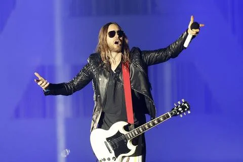  30 Seconds to Mars, Saenger Jared Leto, im Konzert in der O2-World in Ber... Stock Photos