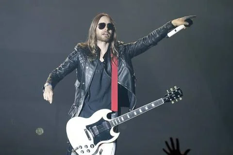  30 Seconds to Mars, Saenger Jared Leto, im Konzert in der O2-World in Ber... Stock Photos