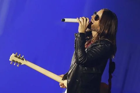  30 Seconds to Mars, Saenger Jared Leto, im Konzert in der O2-World in Ber... Stock Photos