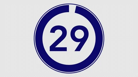 30 seconds simple countdown timer (dark blue on transparent background) Video stock 166941642