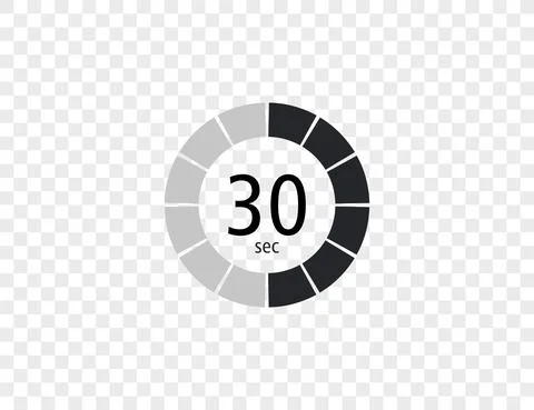 The 30 seconds, stopwatch, digital timer. clock and watch, Vector illustration. Иллюстрация
