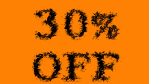 30% Off smoke text effect orange isolated background Stock Footage 139611617