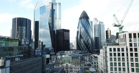 30 St Mary Axe London Aerial Drone View  London City England Stock Footage
