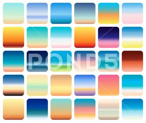 30 sunset sky gradients backgrounds set vector. sunset and sea colors ...