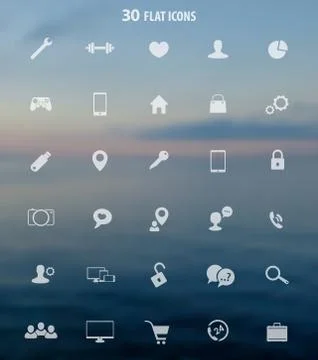 30 transparent icons for web design and apps Stock Illustration