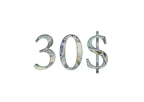 $ 30. Us dollar banknotes. The texture of the money. Isolated on white backgr Stock Photos
