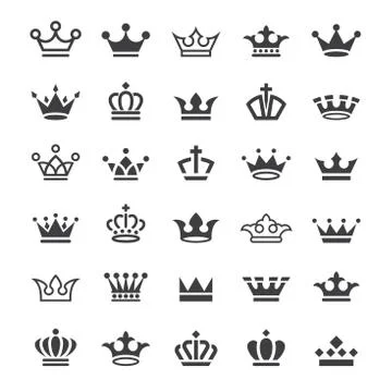 30 Vector crown icons set Illustrazione stock