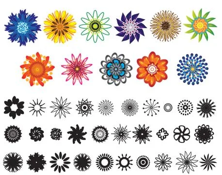 30+ Vector Flower Components Stock Illustration