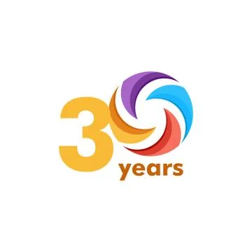 30 Year Anniversary Rainbow Vector Template Design Illustration Stock Illustration