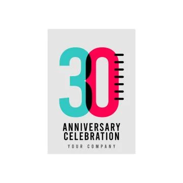 30 Year Anniversary Vector Template Design Illustration Stock Illustration