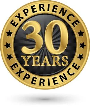 30 years experience gold label, vector illustration Stockillustratie